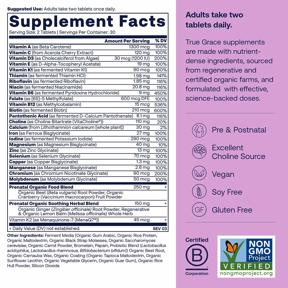 Prenatal Multivitamin, by True Grace