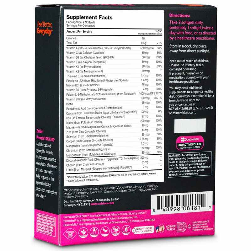 Prenatal + DHA 300, 60 Softgels, by Zahler, image #2