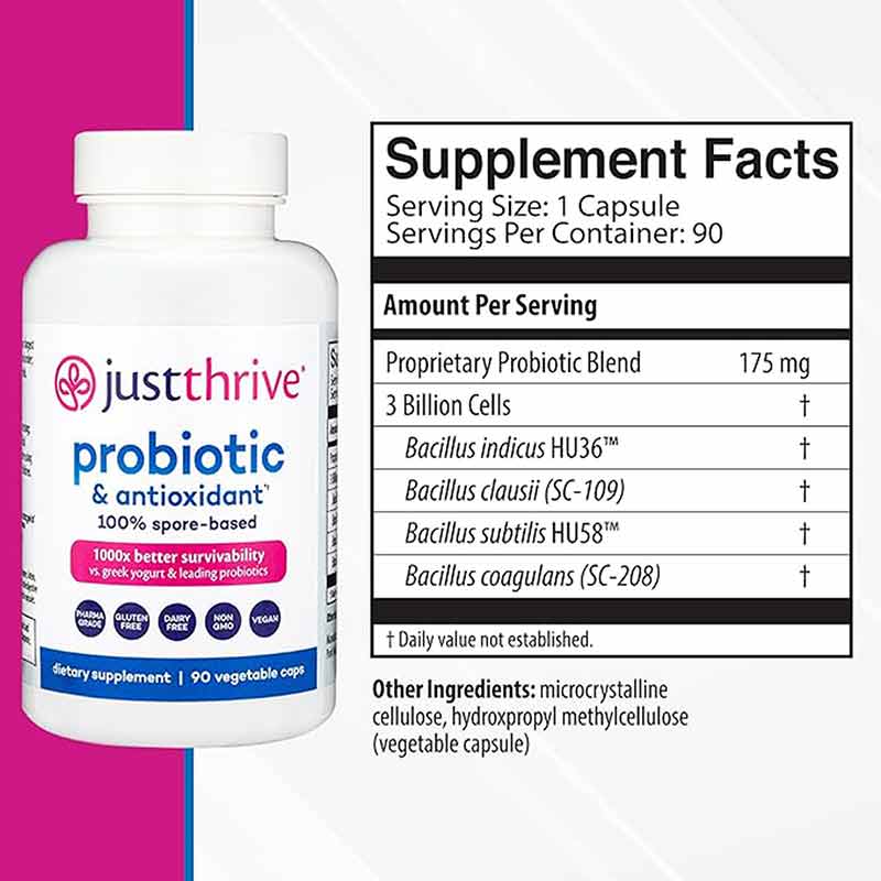 Probiotic & Antioxidant, 30 Capsules, by Just Thrive, image #2