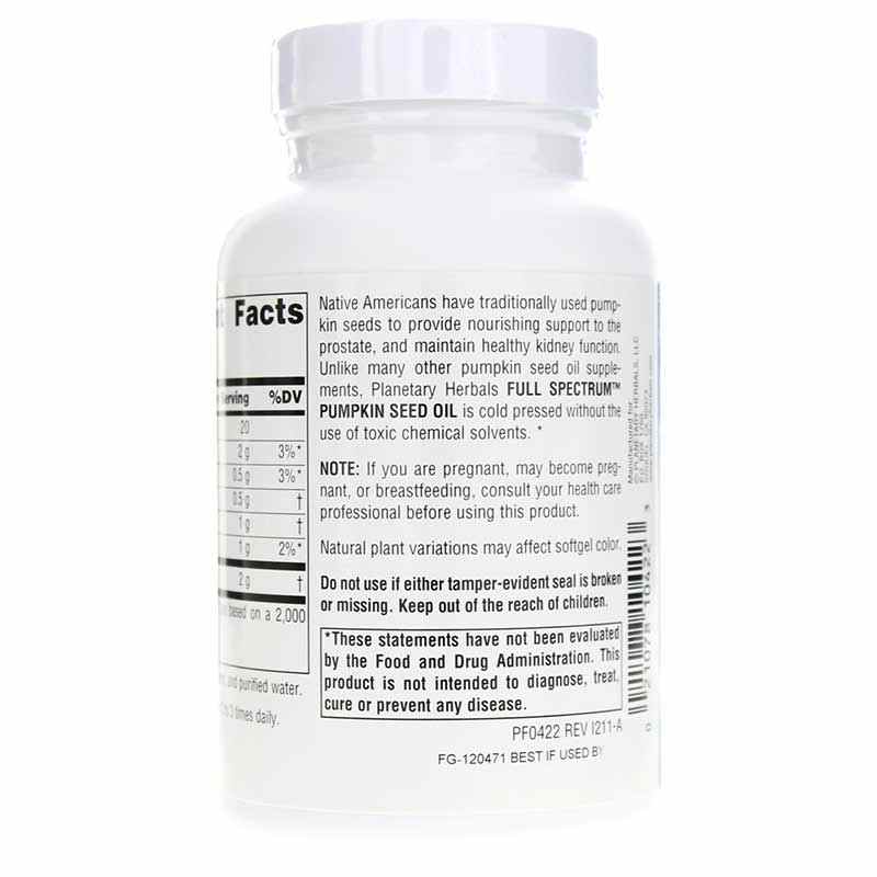 Pumpkin Seed Oil Full Spectrum, 90 Softgels, by Planetary Herbals, image #3