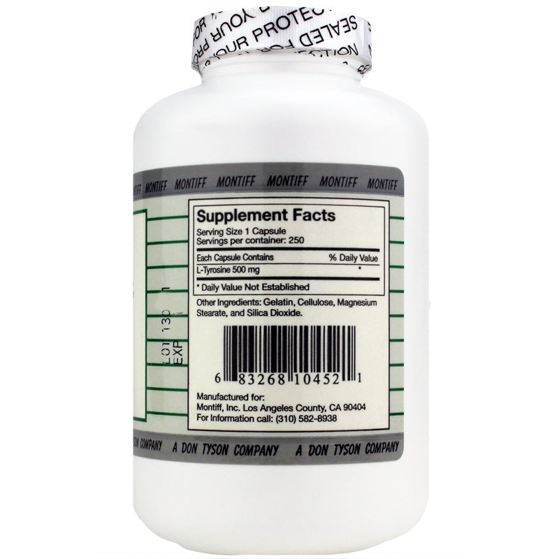 Pure L-Tyrosine 500 Mg, 250 Capsules, by Montiff, image #2