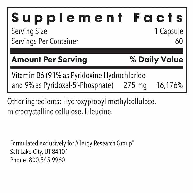 Pyridoxine P5P Vitamin B6, by Allergy Research Group, image #2