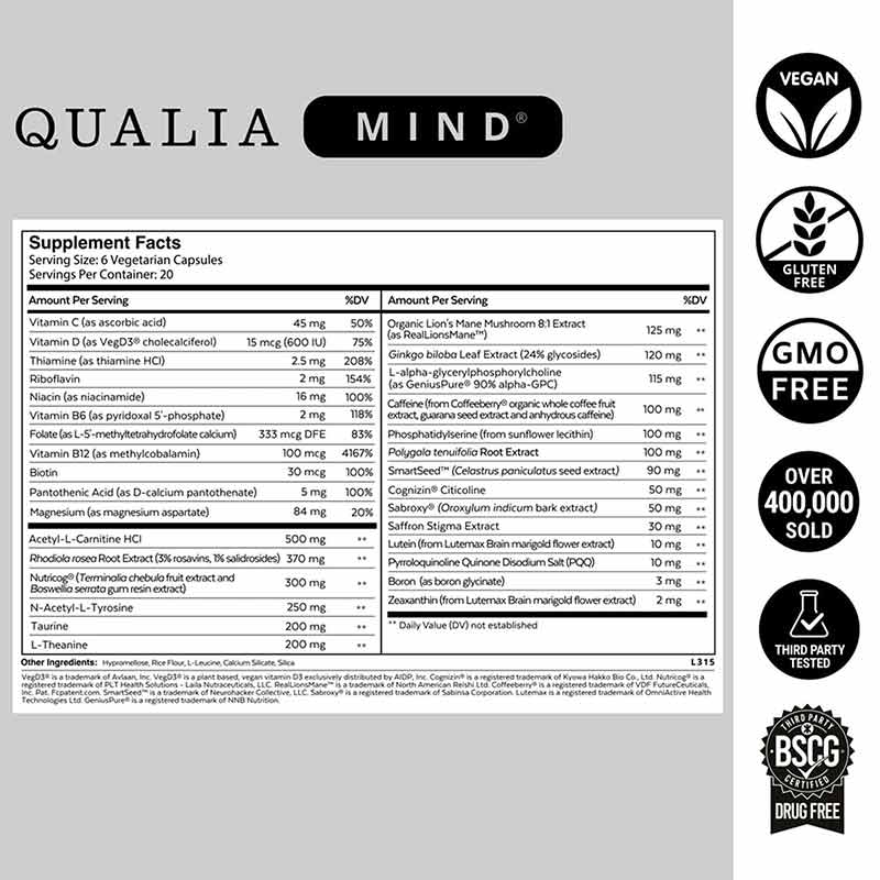 Qualia Mind, 120 Capsules, by Neurohacker Collective, image #2