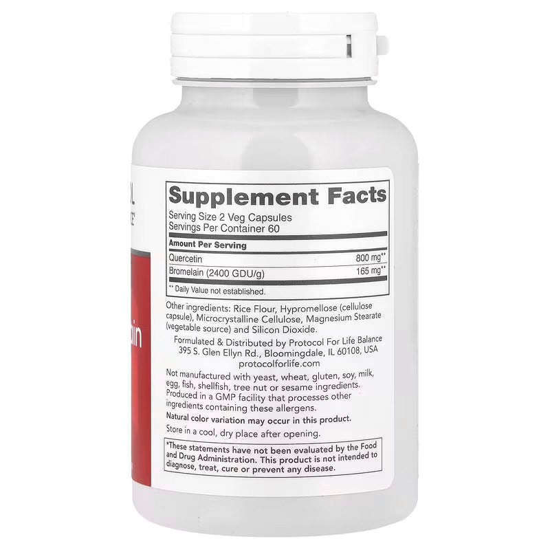 Quercetin with Bromelain, 120 Veg Capsules, by Protocol For Life Balance, image #2