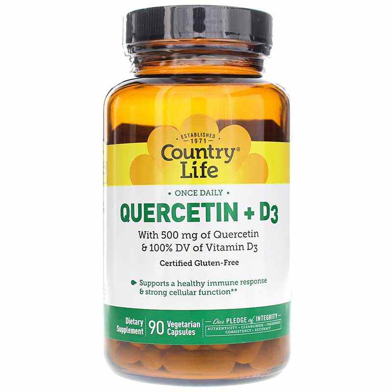 Quercetin+ D3, 90 Veg Capsules, by Country Life