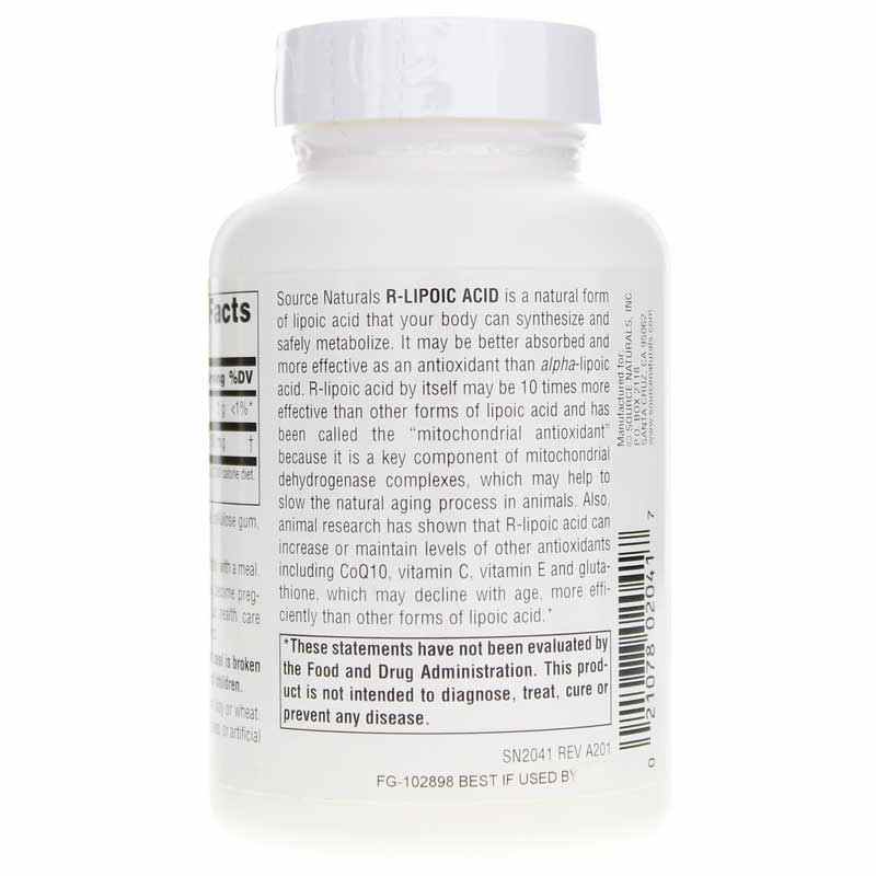 R-Lipoic Acid 100 Mg, 120 Tablets, by Source Naturals, image #3