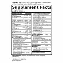 Supplement Facts label showing nutritional information and enzyme blend for Raw Enzymes Women 50 & Wiser capsules.