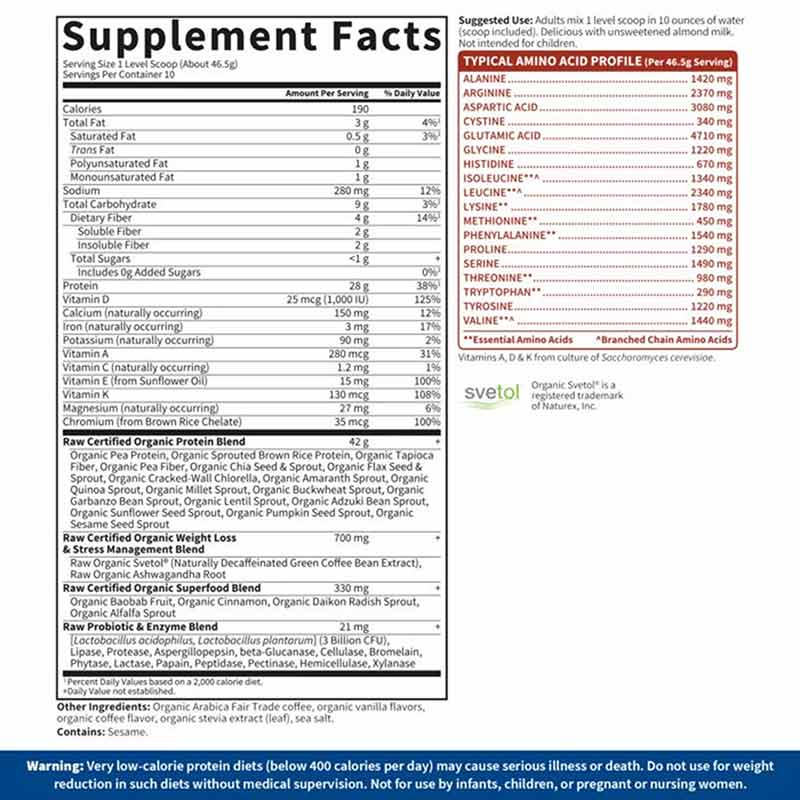 Raw Organic Fit High Protein for Weight Loss, Coffee, 16.4 Oz, by Garden of Life, image #2