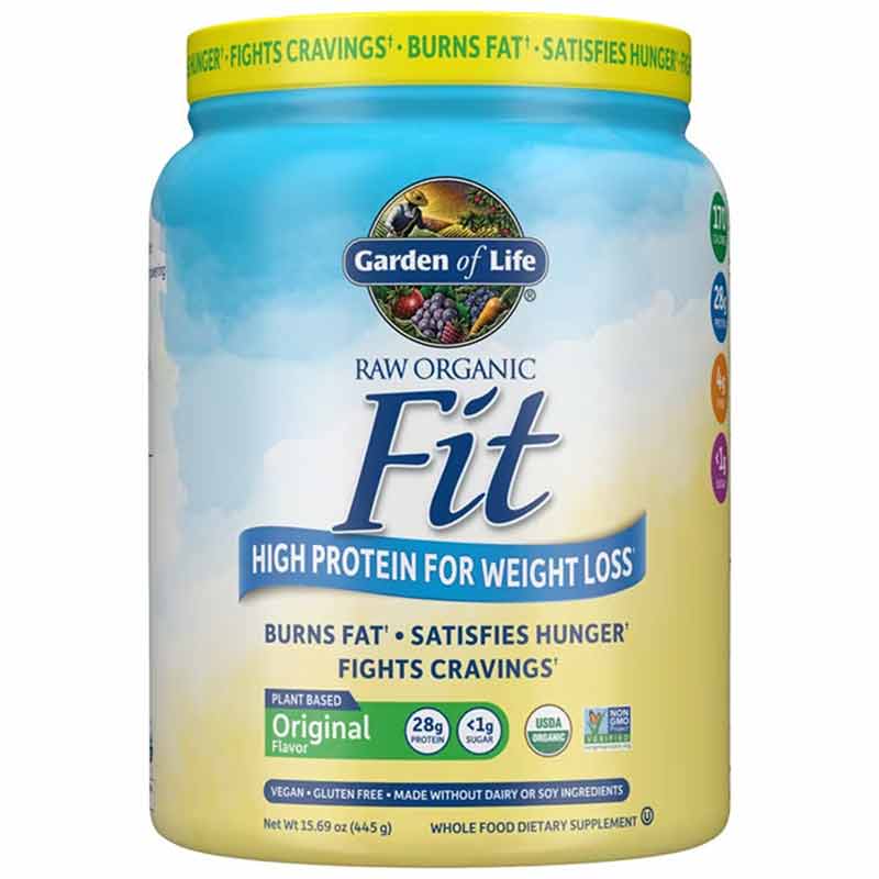 Raw Organic Fit High Protein for Weight Loss, Original, 15.69 Oz, by Garden of Life