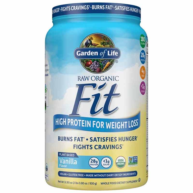 Raw Organic Fit High Protein for Weight Loss, Vanilla, 32.8 Oz, by Garden of Life