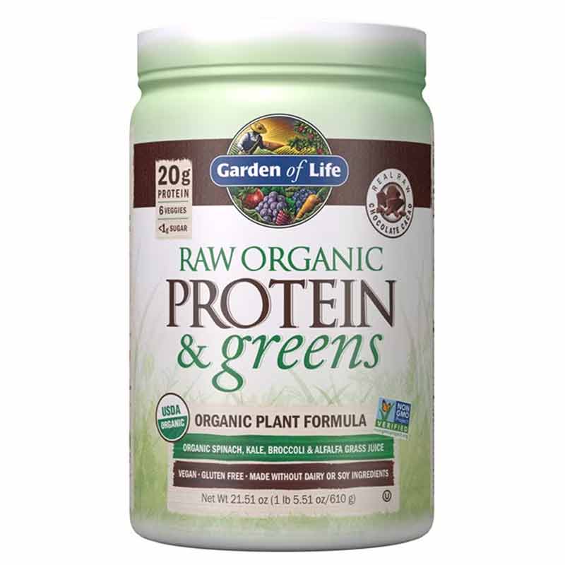 Raw Protein & Greens, Chocolate, 21.51 Oz, by Garden of Life