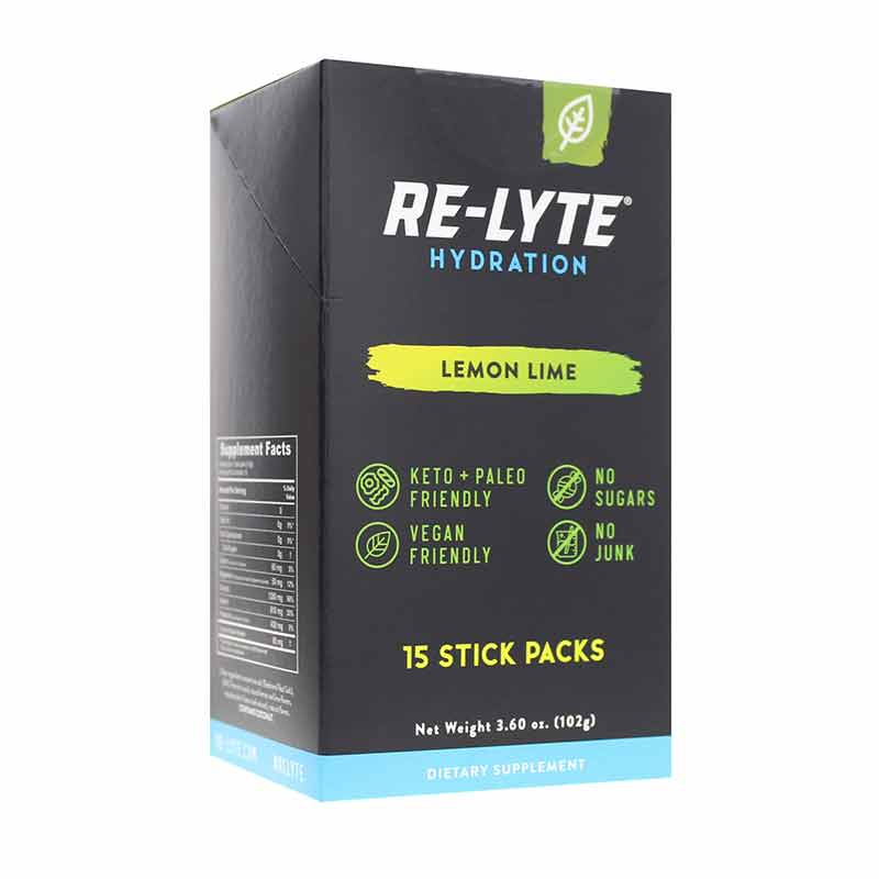 Re-Lyte Hydration Stick Packs, Lemon Lime, 15 Sticks, by Redmond Life