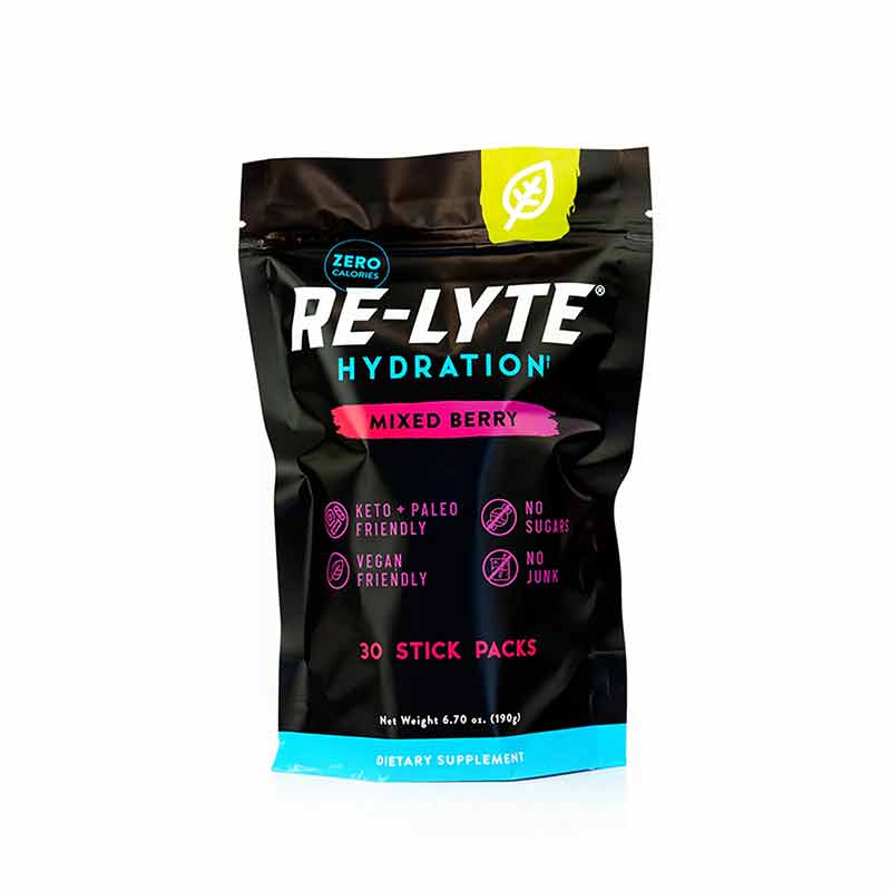 Re-Lyte Hydration Stick Packs, Mixed Berry, 30 Sticks, by Redmond Life