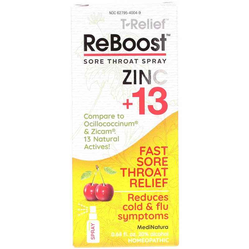 Reboost Sore Throat Spray Zinc +13, Cherry, by MediNatura