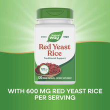 Nature's Way Red Yeast Rice 600 mg bottle with green cap containing 120 vegan capsules.