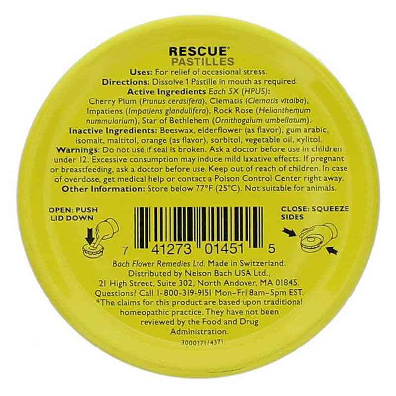 Rescue Pastilles, Orange & Elderberry, by Bach Flower Remedies, image #2