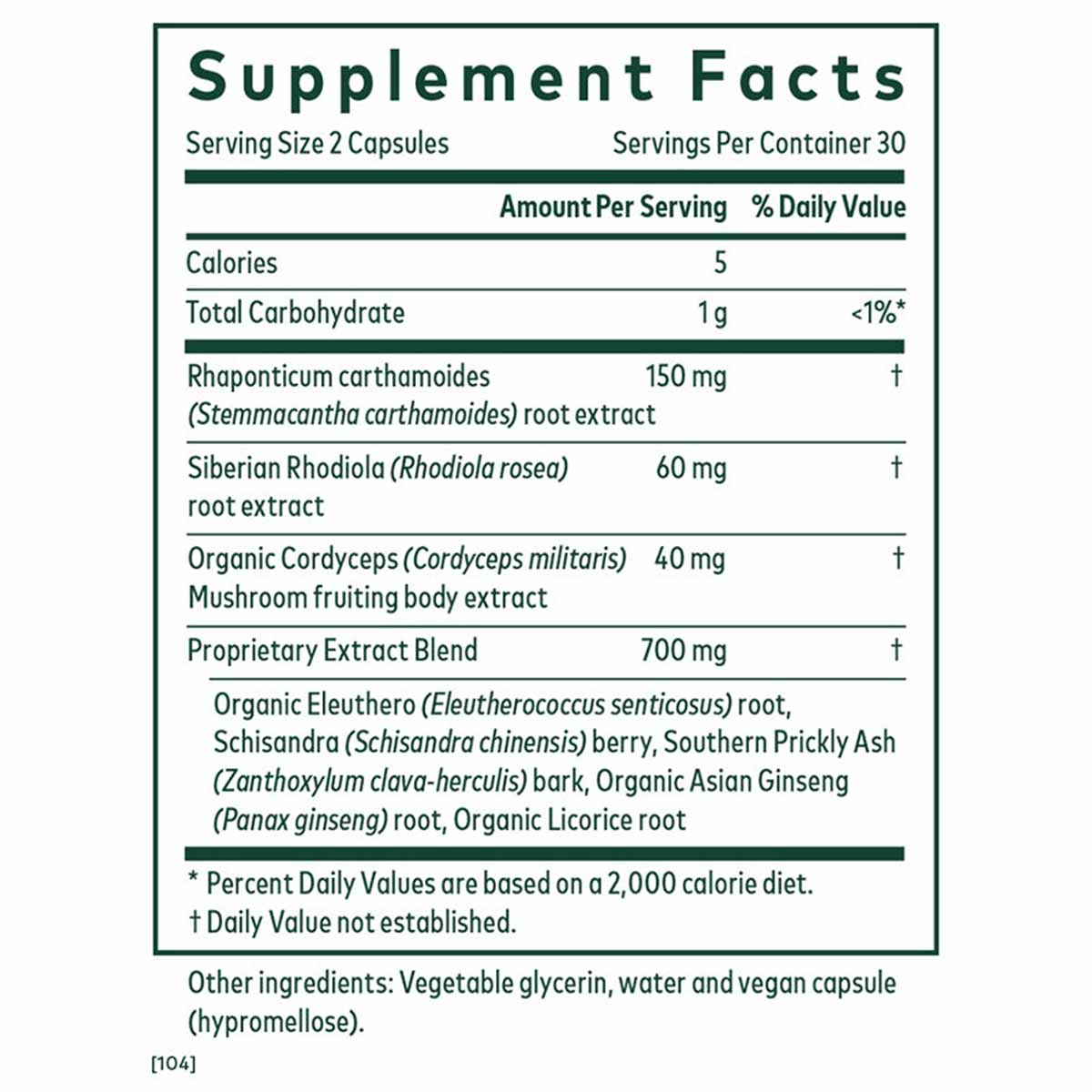 Supplement Facts label for Revive HPA Advanced Stress Support showing serving size, nutritional information, and herbal ingre