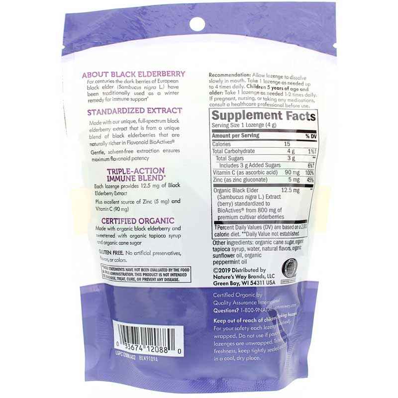 Sambucus Elderberry Zinc Lozenges Organic, Peppermint, by Natures Way, image #2