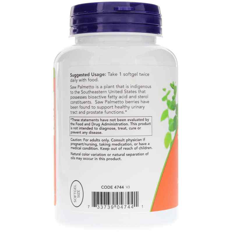 Saw Palmetto Extract 160 Mg, 240 Softgels, by NOW Foods, image #3