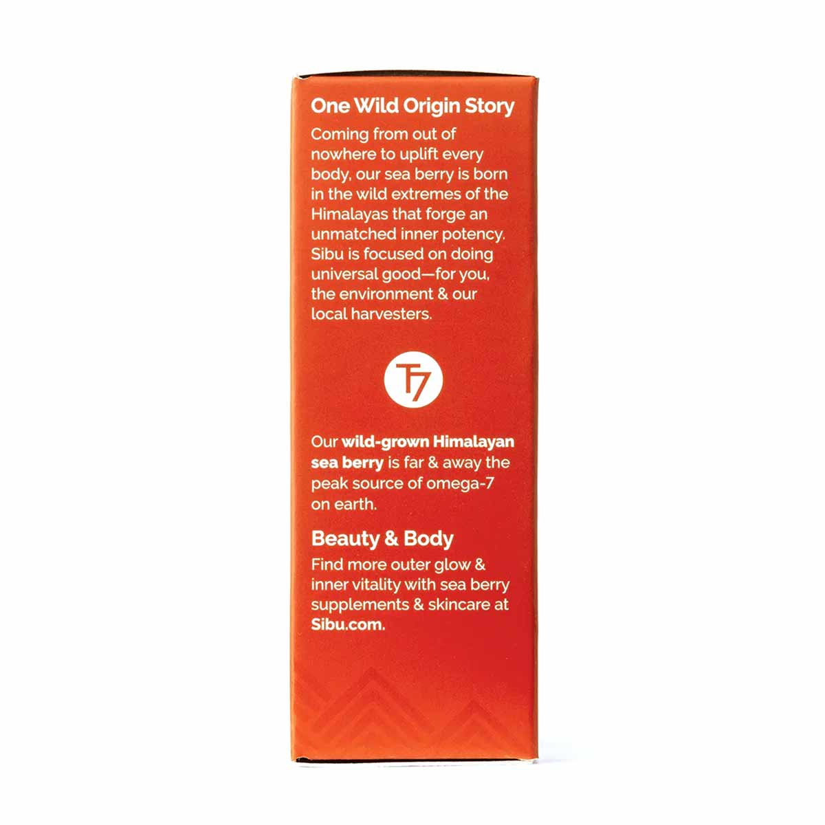 Red rectangular bottle of Sibu Beauty Sea Berry Seed Oil with white text and logo on front panel.