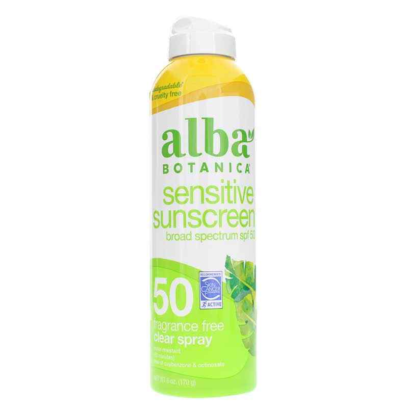 Sensitive Sunscreen Fragrance Free Clear Spray SPF 50, by Alba Botanica