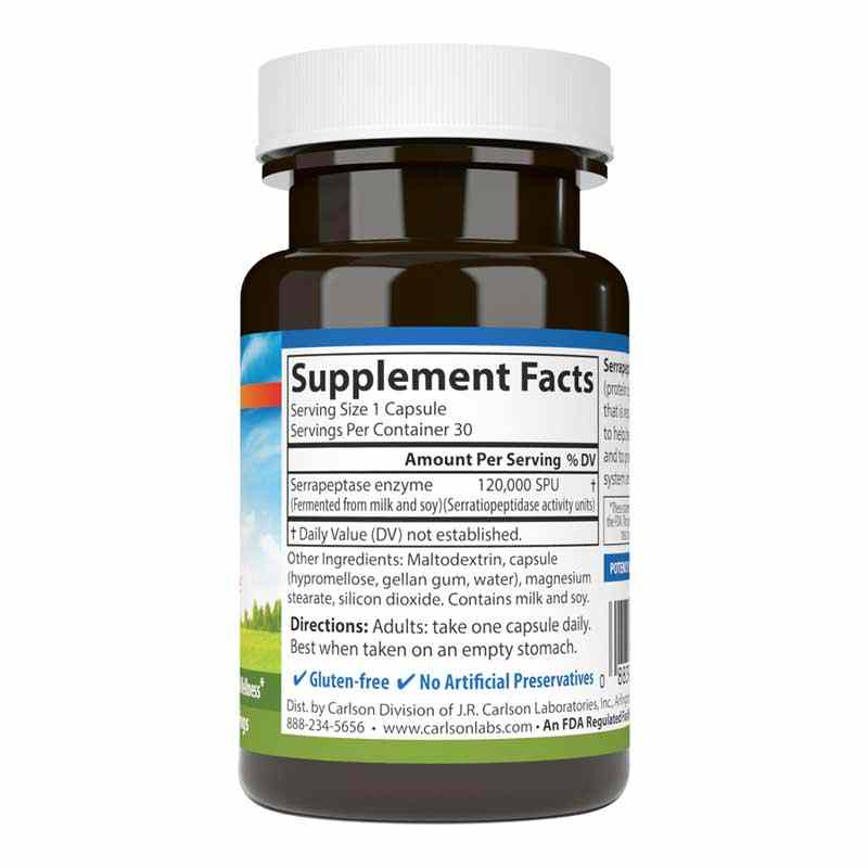 Serrapeptase 120,000, 30 Veg Capsules, by Carlson Labs, image #2