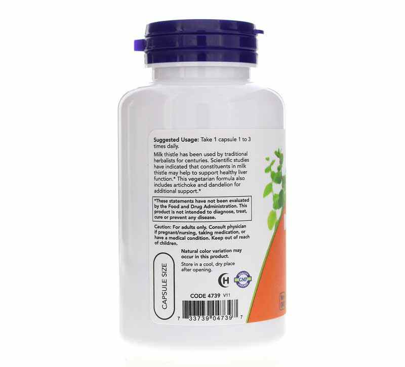 Silymarin Milk Thistle Extract 300 Mg Double Strength, 100 Veg Capsules, by NOW Foods, image #3