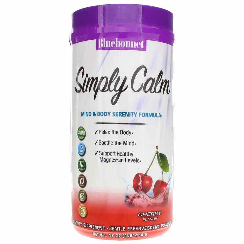 Simply Calm Magnesium Powder, Cherry, by Bluebonnet