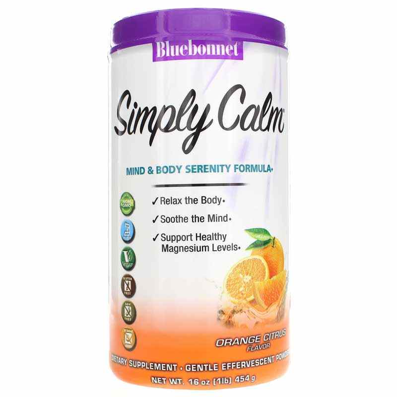 Simply Calm Magnesium Powder, Orange Citrus, by Bluebonnet
