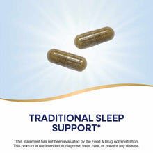 Two olive-green herbal capsules on a light blue and white background.