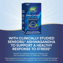 Nature's Way Sleep Tonight box containing 28 tablets, melatonin-free dietary supplement with Sensoril ashwagandha.