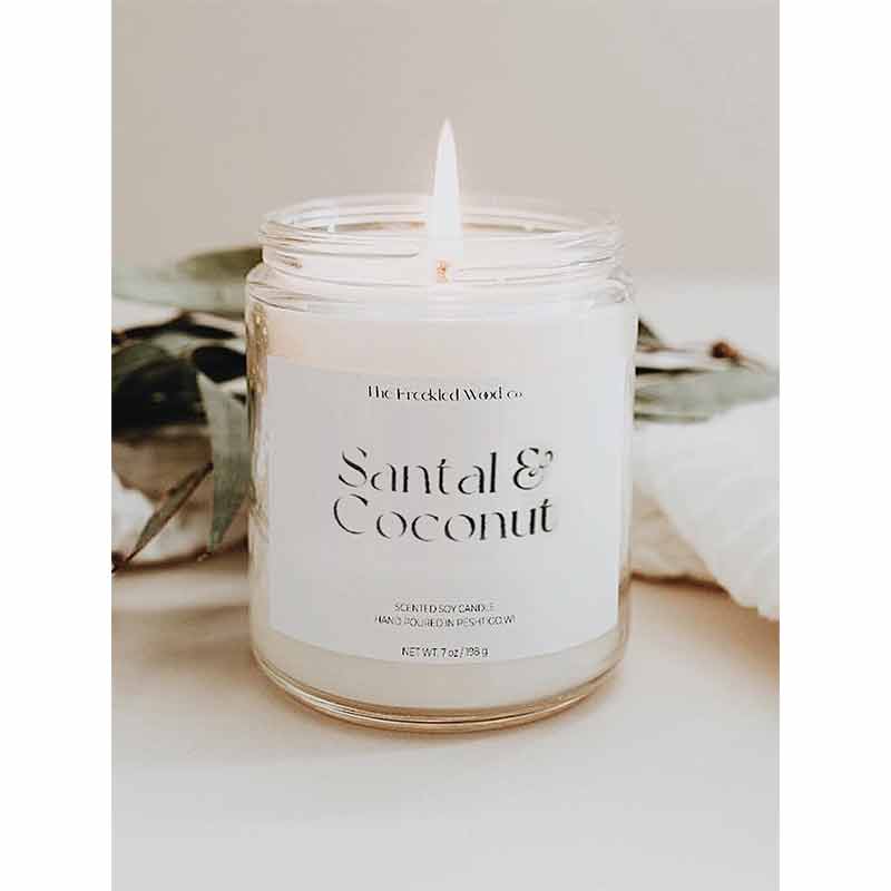 Soy Wax Candle, Santal & Coconut, by The Freckled Wood Co.