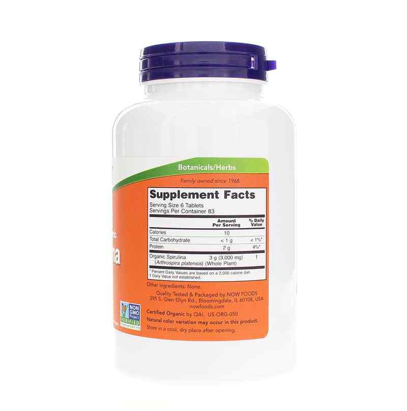 Spirulina 500 Mg Organic, 500 Tablets, by NOW Foods, image #2