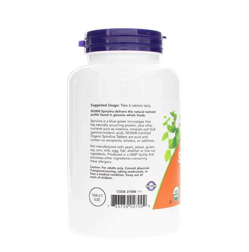 Spirulina 500 Mg Organic, 500 Tablets, by NOW Foods, image #3