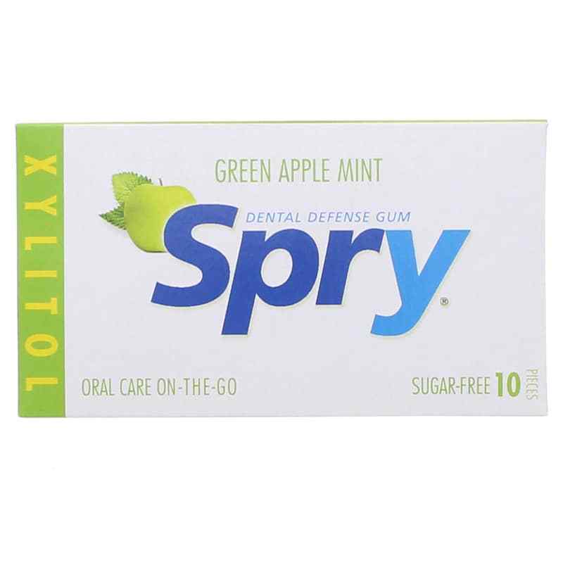 Spry Xylitol Gum, Green Apple Mint, 10 Piece Blister Pack, by Xlear