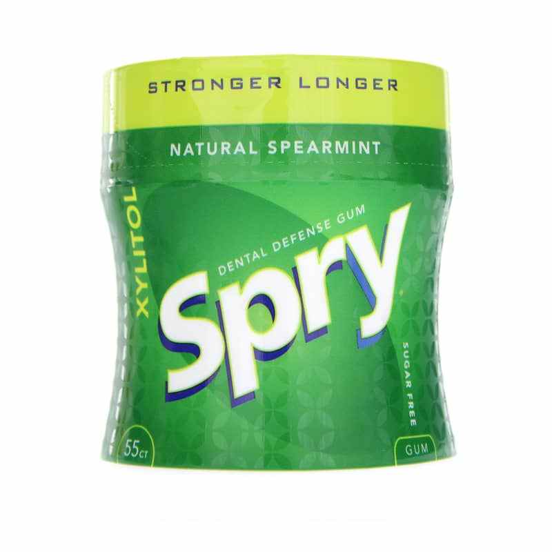 Spry Xylitol Gum, Spearmint, 55 Piece Jar, by Xlear
