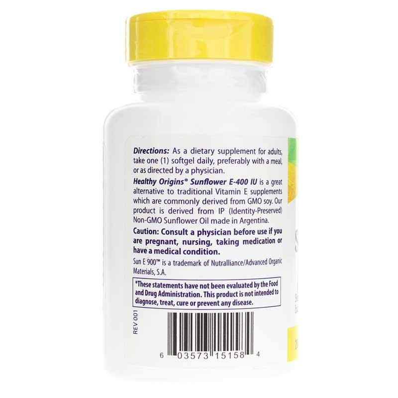 Sunflower E 400 IU, 120 Softgels, by Healthy Origins, image #3