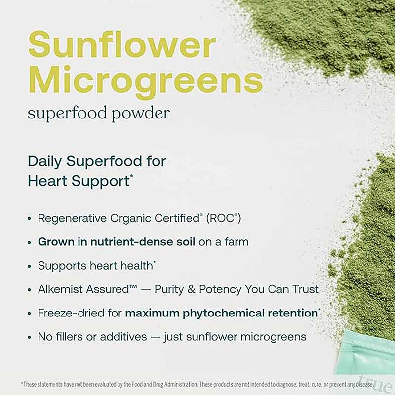 Sunflower Microgreens Superfood Powder Organic, 30 Servings, by True Grace, image #7