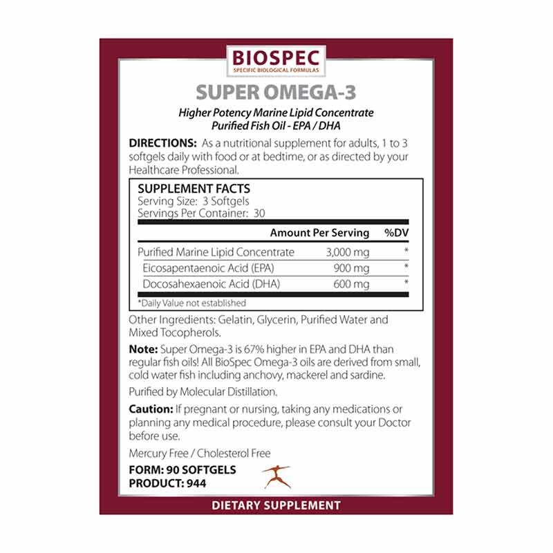 Super Omega-3, by BioSpec, image #2