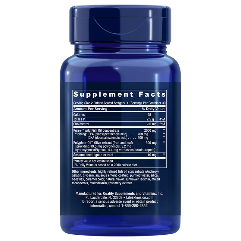 Super Omega-3 EPA/DHA with Sesame Lignans & Olive Extract, 60 Enteric Coated Softgels, by Life Extension, image #2