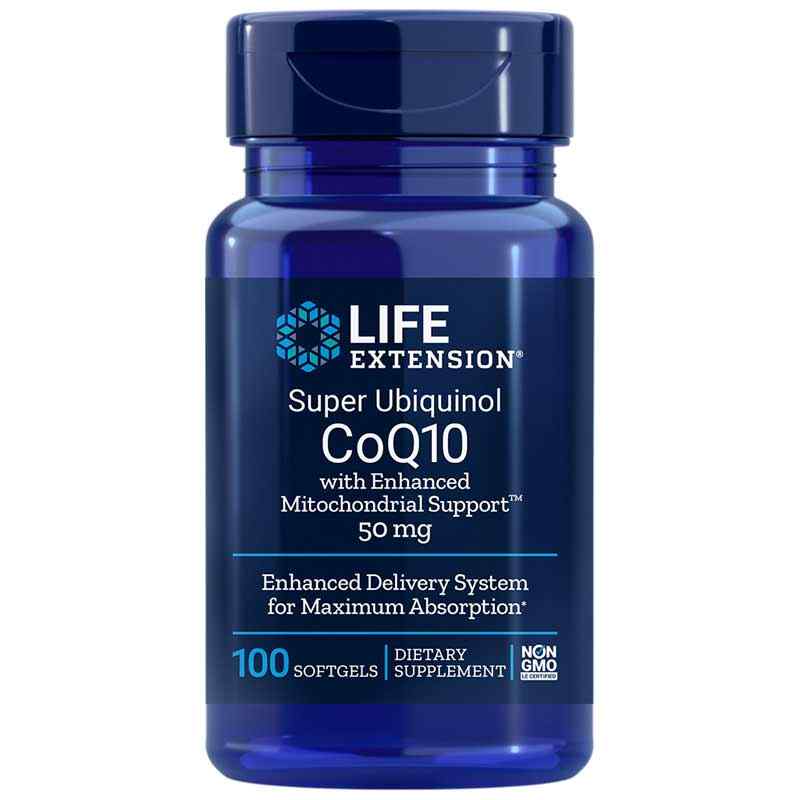 Super Ubiquinol CoQ10 50 Mg with Enhanced Mitochondrial Support, 100 Softgels, by Life Extension