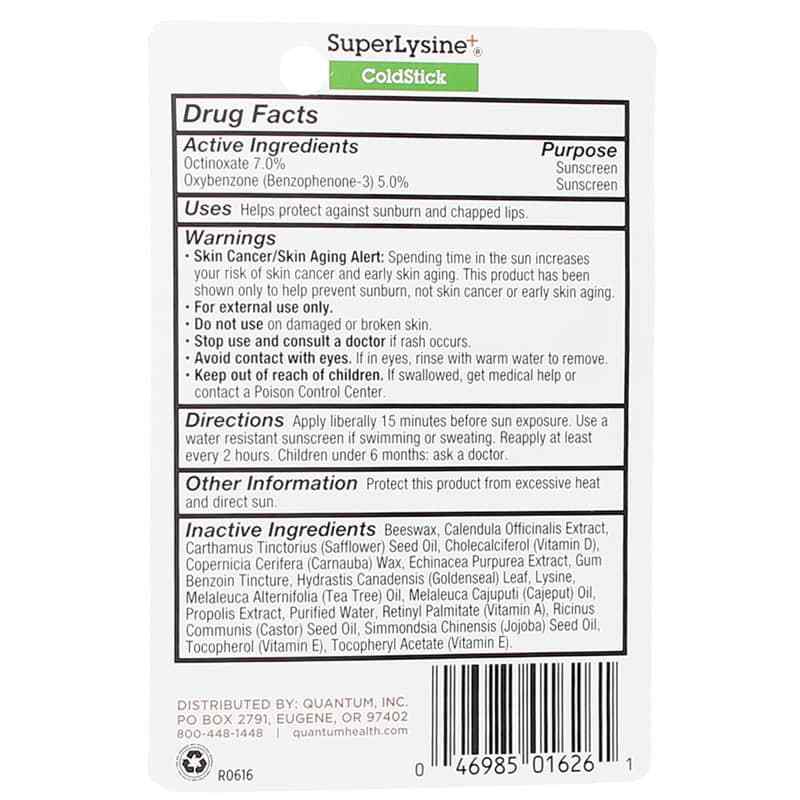 SuperLysine+ ColdStick Lip Treatment & Protectant, by Quantum Health, image #2