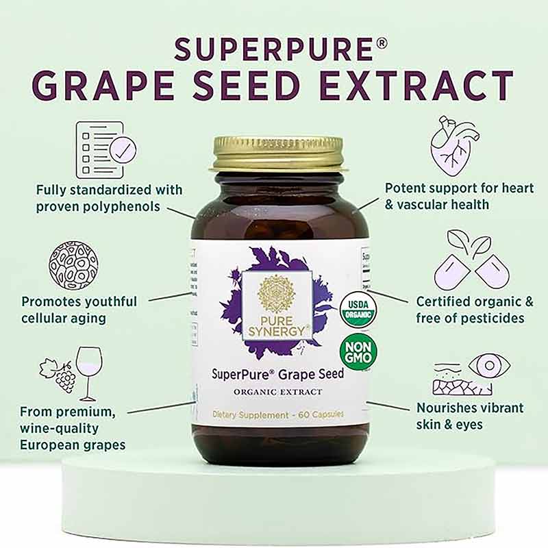 SuperPure Grape Seed Organic Extract Capsules, by Pure Synergy, image #3