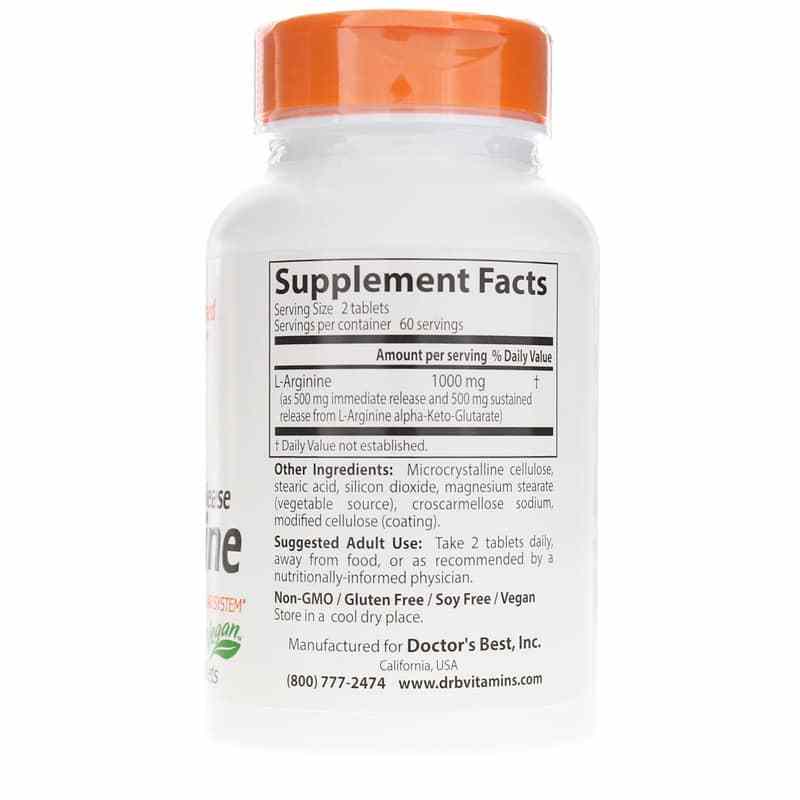 Sustained + Immediate Release L-Arginine 500 Mg, by Doctors Best, image #2