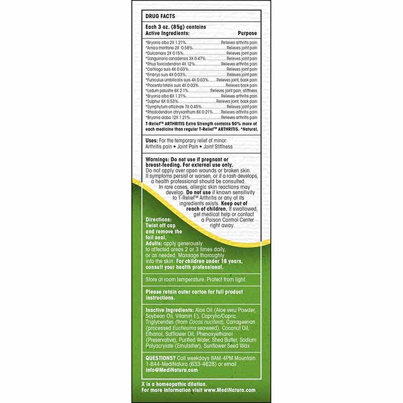 T-Relief Arnica +12 Extra Strength Arthritis Pain Relief Cream, by MediNatura, image #3
