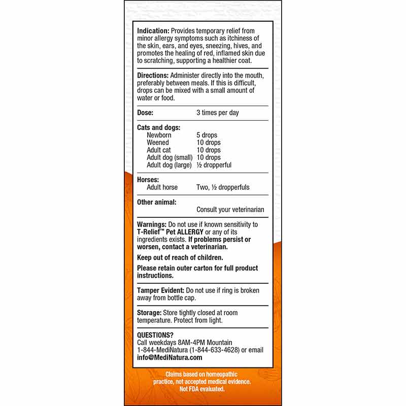 T-Relief Pet Allergy Oral Drops, by MediNatura, image #2