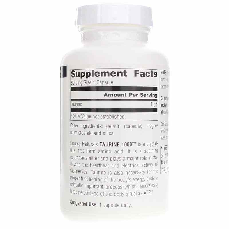 Taurine 1000, 120 Capsules, by Source Naturals, image #2