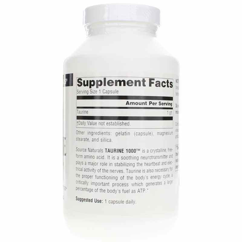 Taurine 1000, 240 Capsules, by Source Naturals, image #2