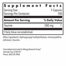 Taurine 500 Mg, by Allergy Research Group, image #2