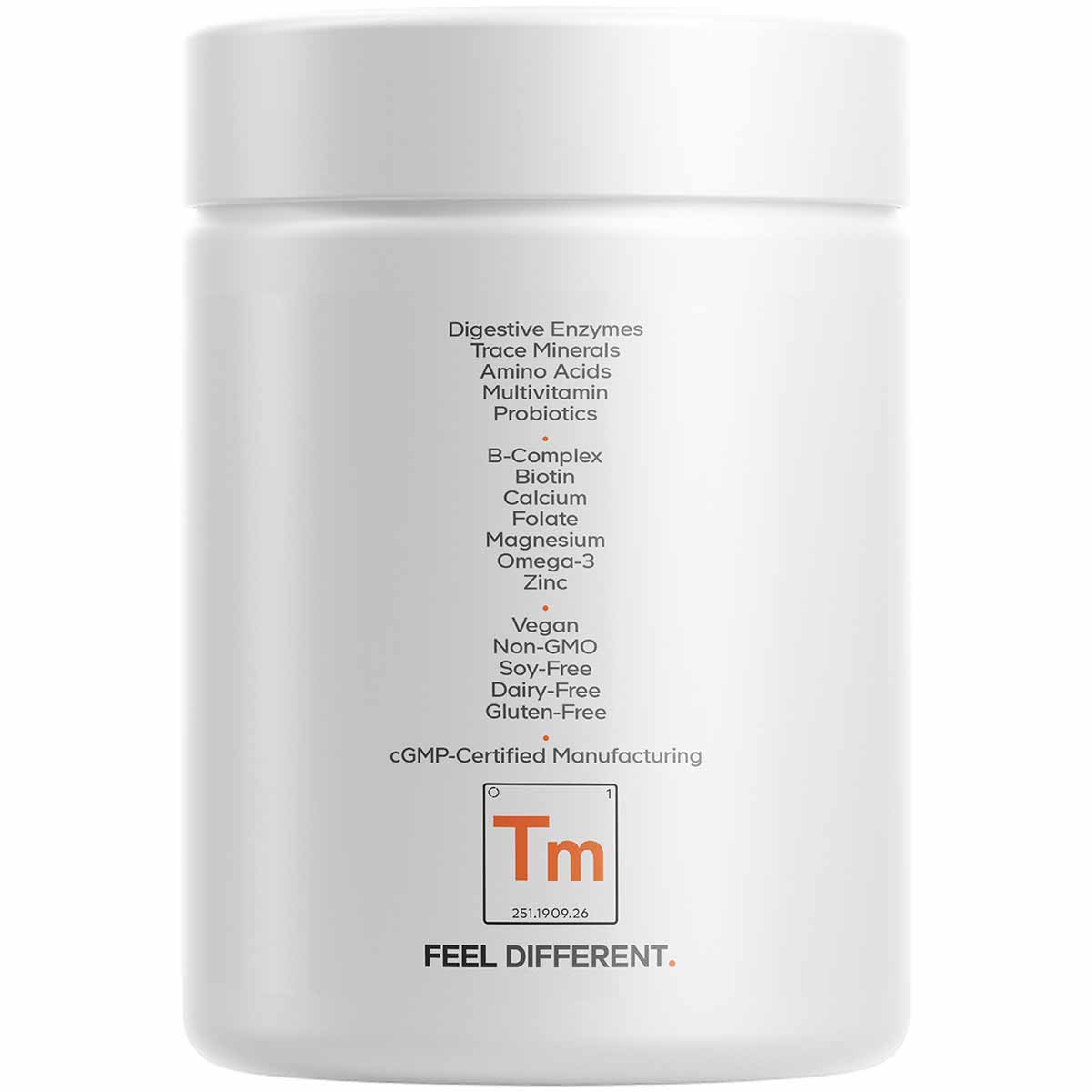 White bottle of Codeage Teen Fermented Multivitamin with ingredient list and certification details printed on label.